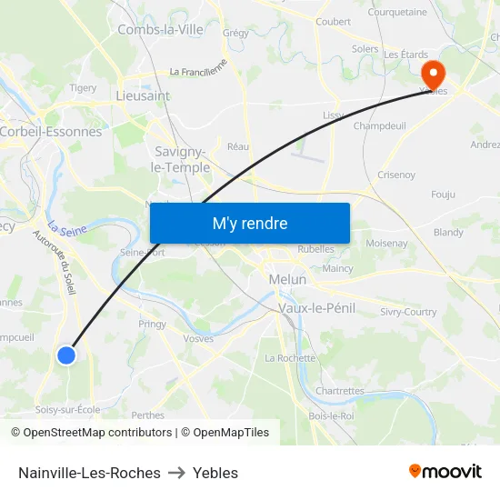 Nainville-Les-Roches to Yebles map