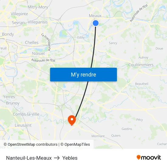 Nanteuil-Les-Meaux to Yebles map
