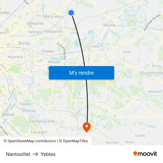 Nantouillet to Yebles map