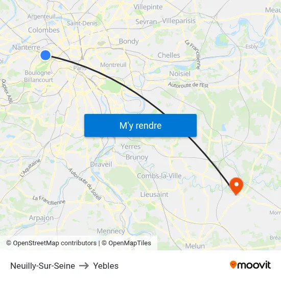 Neuilly-Sur-Seine to Yebles map