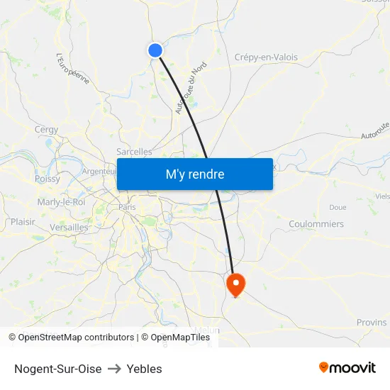 Nogent-Sur-Oise to Yebles map