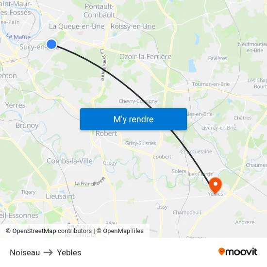 Noiseau to Yebles map