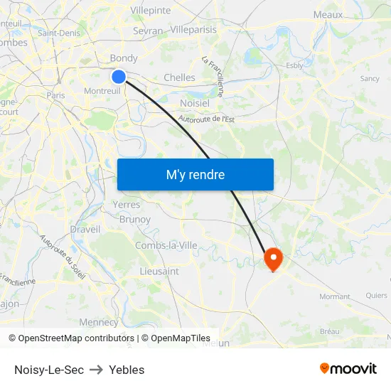 Noisy-Le-Sec to Yebles map