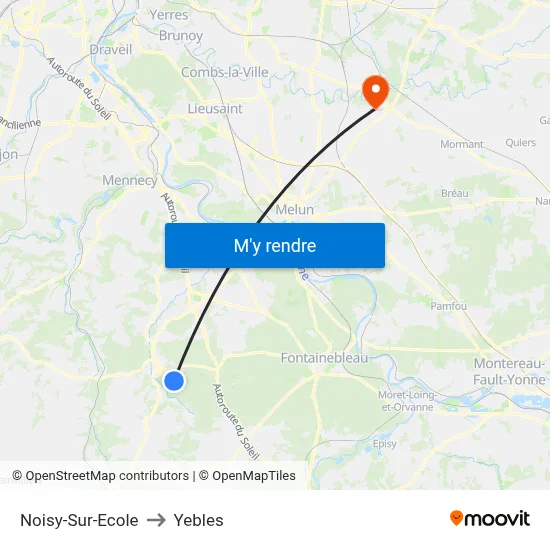 Noisy-Sur-Ecole to Yebles map