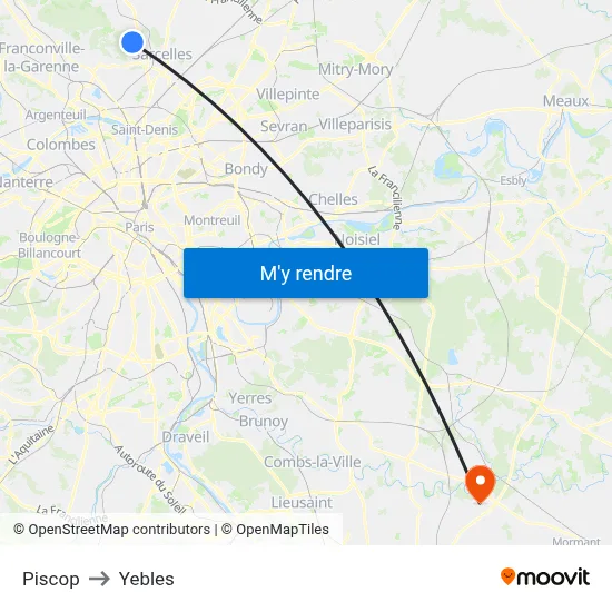 Piscop to Yebles map