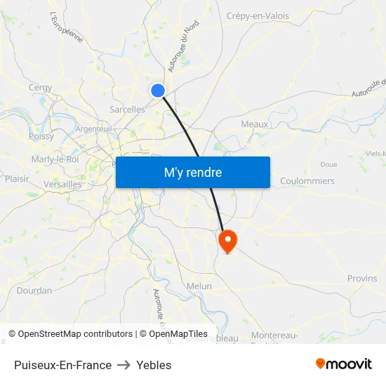 Puiseux-En-France to Yebles map