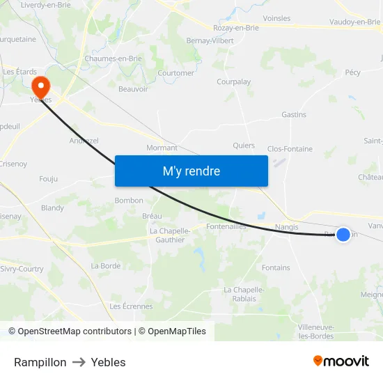 Rampillon to Yebles map