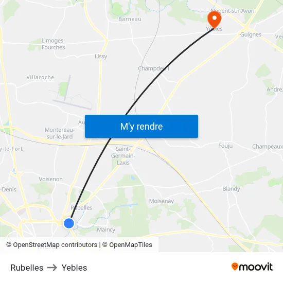 Rubelles to Yebles map