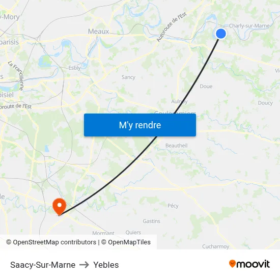 Saacy-Sur-Marne to Yebles map