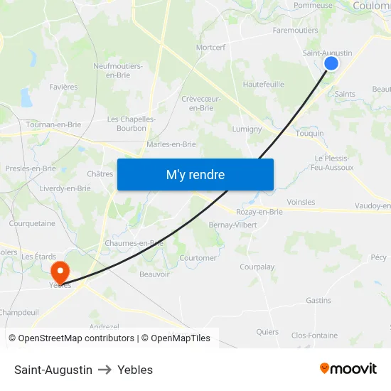 Saint-Augustin to Yebles map