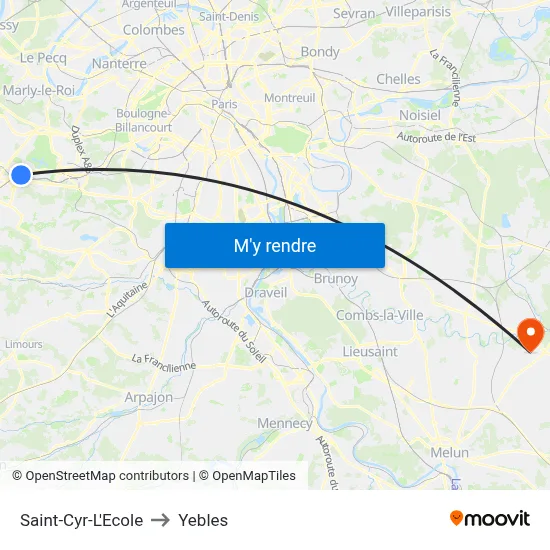 Saint-Cyr-L'Ecole to Yebles map