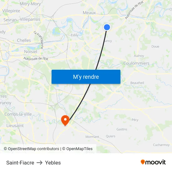 Saint-Fiacre to Yebles map