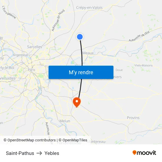 Saint-Pathus to Yebles map