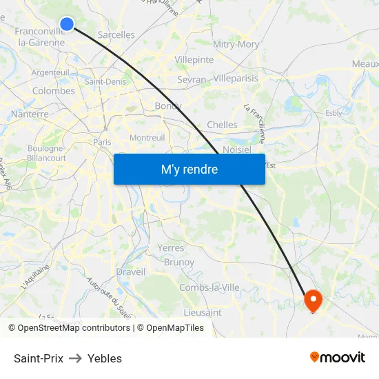 Saint-Prix to Yebles map