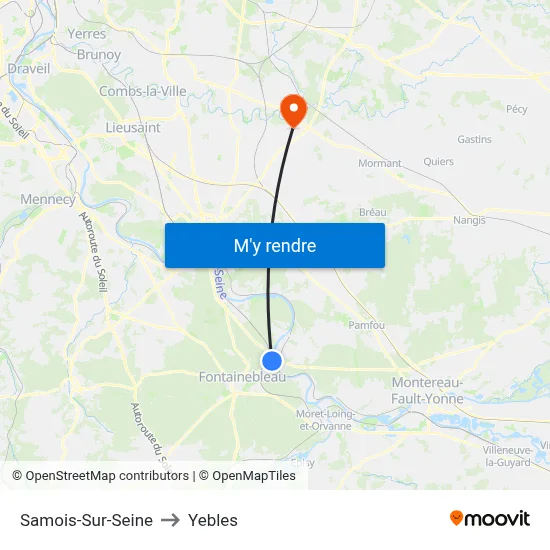 Samois-Sur-Seine to Yebles map