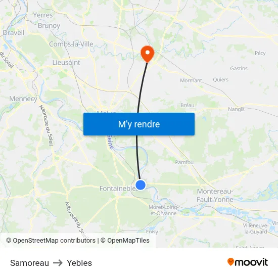 Samoreau to Yebles map