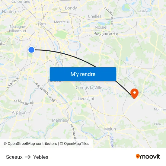 Sceaux to Yebles map