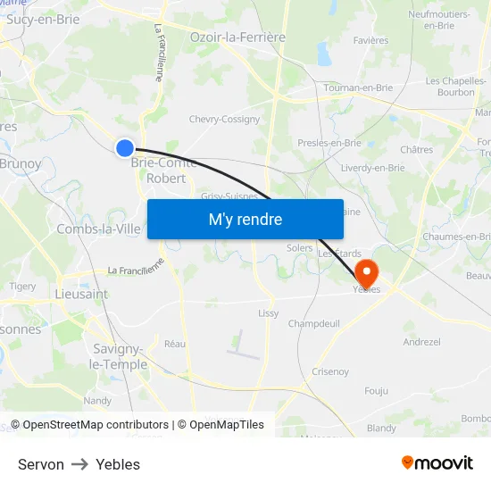 Servon to Yebles map
