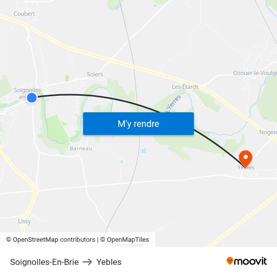 Soignolles-En-Brie to Yebles map