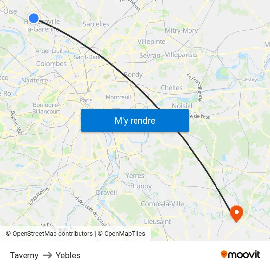 Taverny to Yebles map