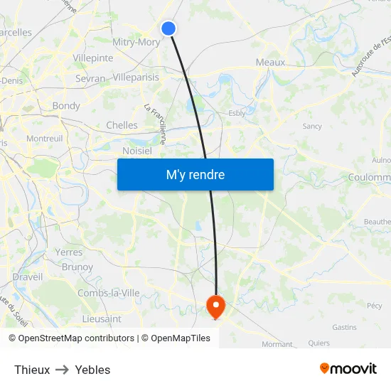 Thieux to Yebles map