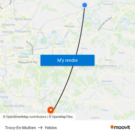 Trocy-En-Multien to Yebles map