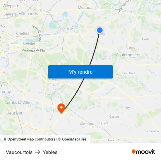 Vaucourtois to Yebles map