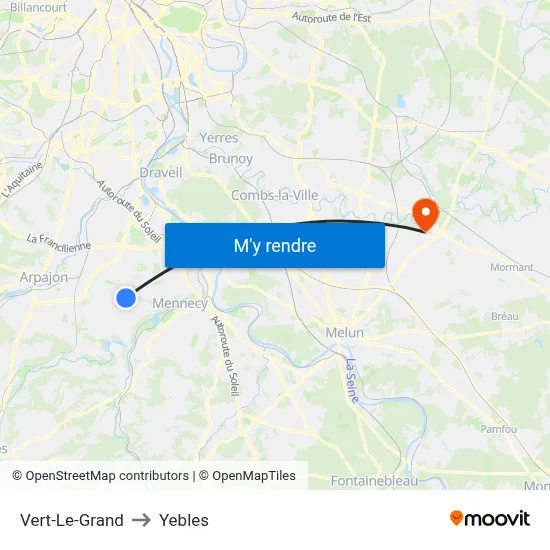 Vert-Le-Grand to Yebles map