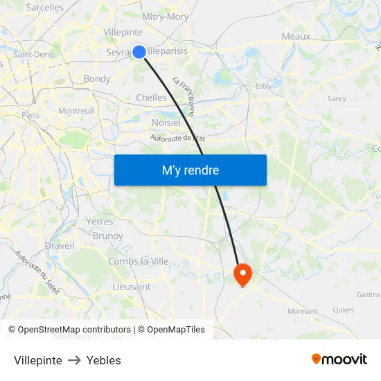 Villepinte to Yebles map