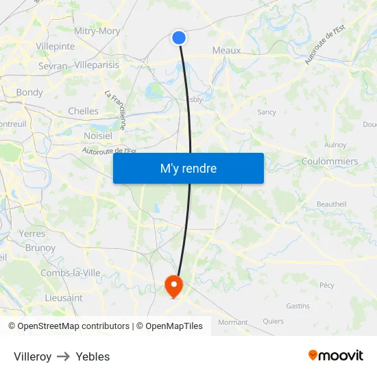 Villeroy to Yebles map