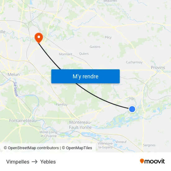 Vimpelles to Yebles map