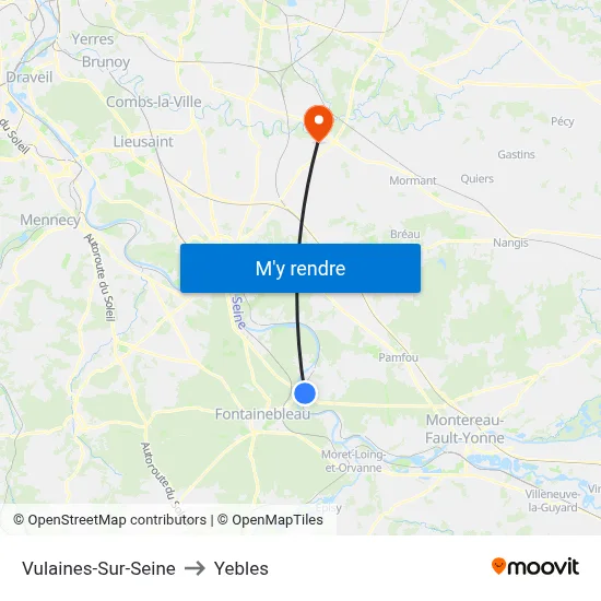Vulaines-Sur-Seine to Yebles map