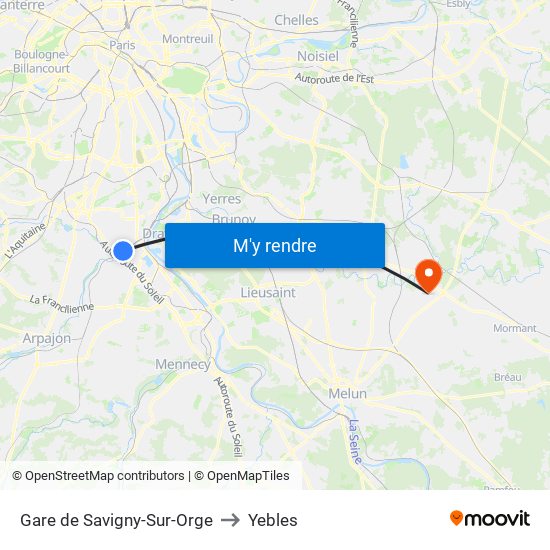 Gare de Savigny-Sur-Orge to Yebles map