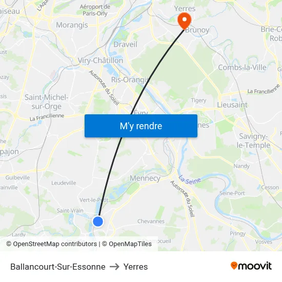 Ballancourt-Sur-Essonne to Yerres map