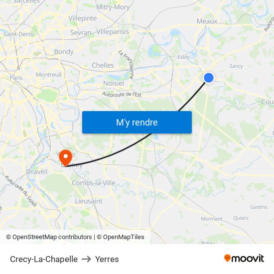 Crecy-La-Chapelle to Yerres map