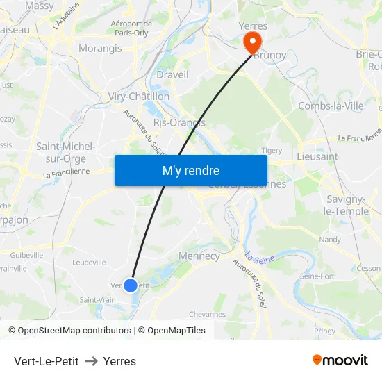 Vert-Le-Petit to Yerres map