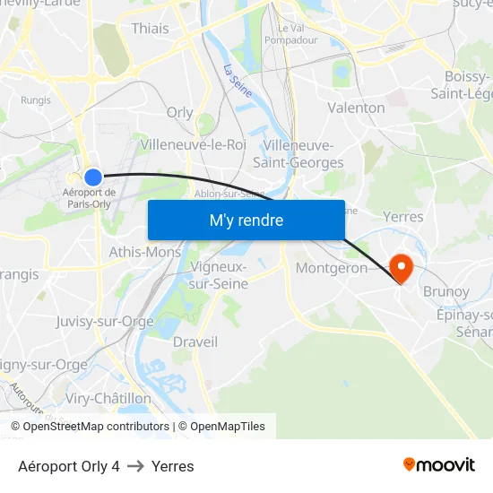Aéroport Orly 4 to Yerres map