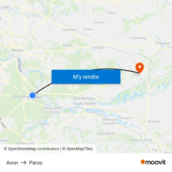 Avon to Paroy map