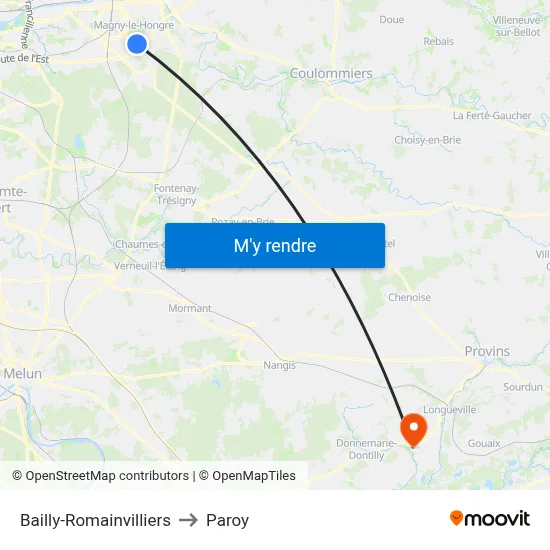 Bailly-Romainvilliers to Paroy map