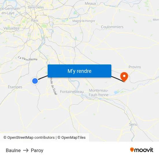 Baulne to Paroy map