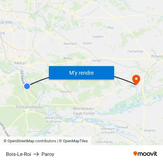 Bois-Le-Roi to Paroy map