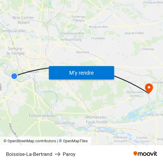 Boissise-La-Bertrand to Paroy map