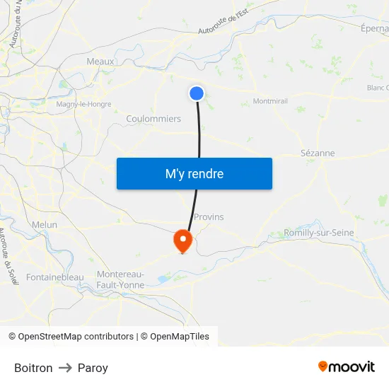 Boitron to Paroy map