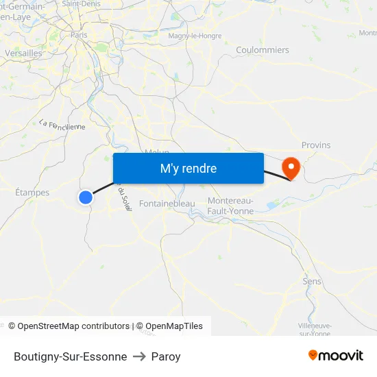 Boutigny-Sur-Essonne to Paroy map