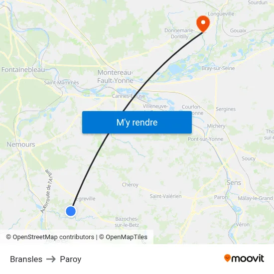Bransles to Paroy map