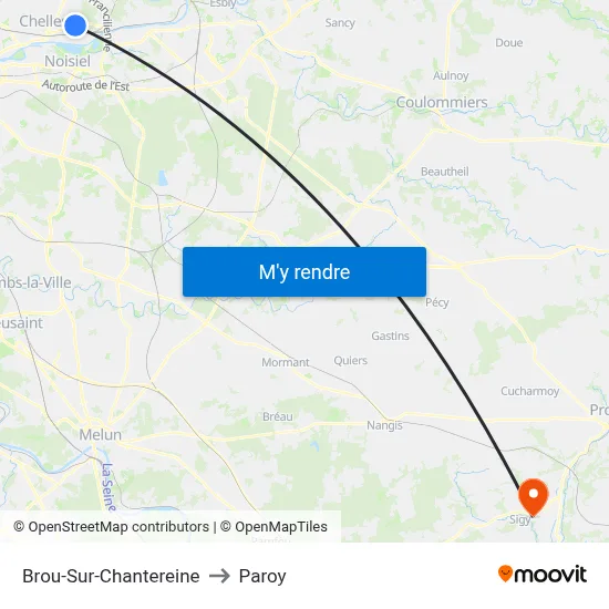 Brou-Sur-Chantereine to Paroy map