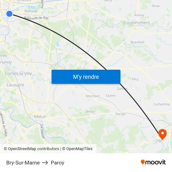 Bry-Sur-Marne to Paroy map