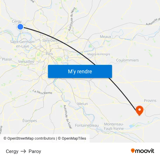 Cergy to Paroy map