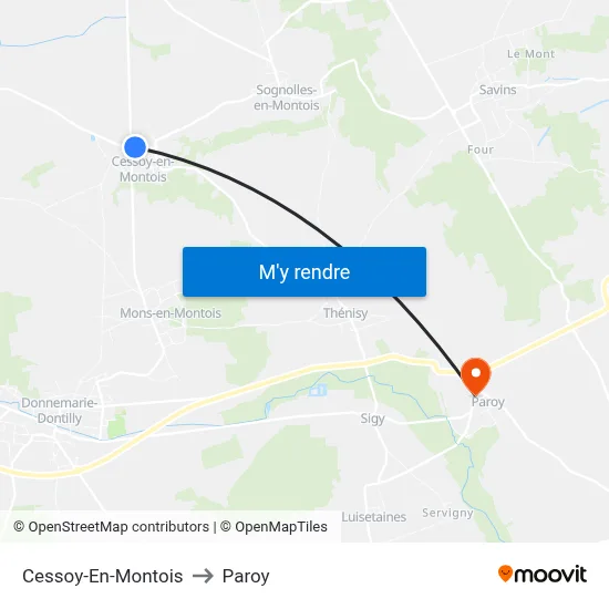 Cessoy-En-Montois to Paroy map