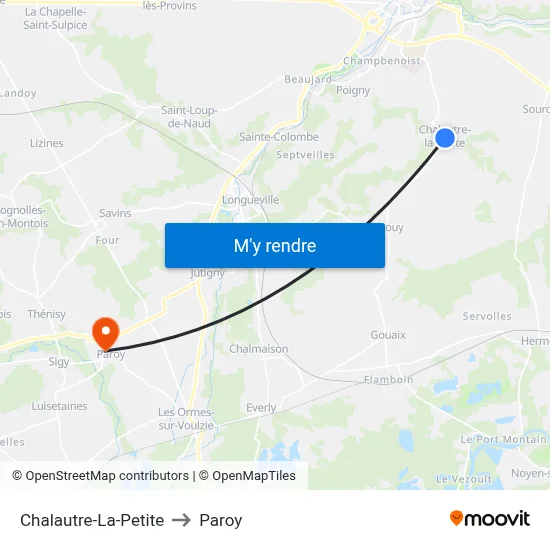Chalautre-La-Petite to Paroy map